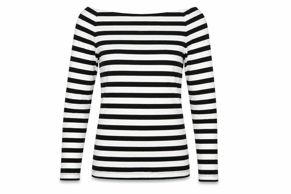 Marks and Spencer Women's Black White Stripe Off Shoulder Top UK 8