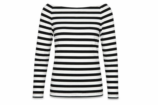 Marks and Spencer Women's Black White Stripe Off Shoulder Top UK 8