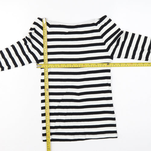 Marks and Spencer Women's Black White Stripe Off Shoulder Top UK 8