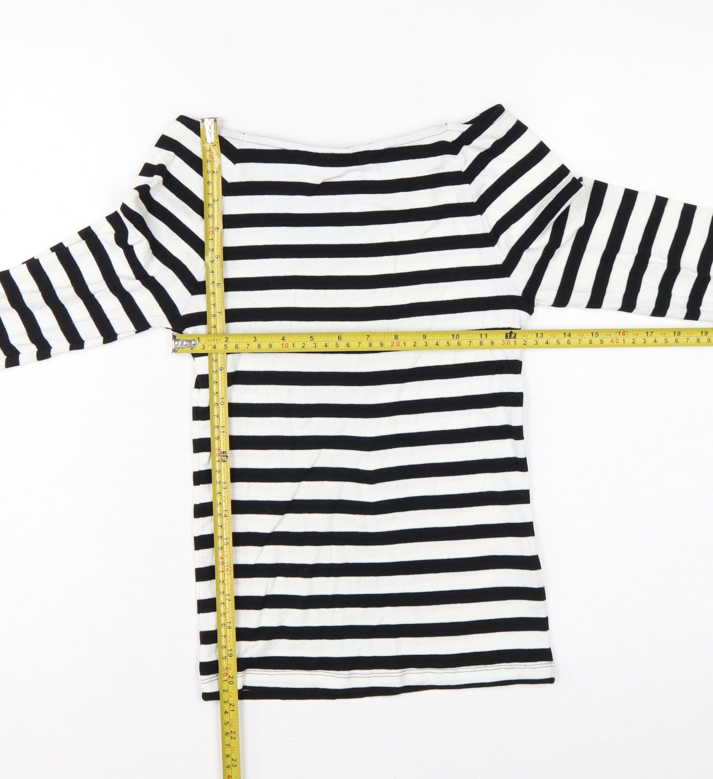Marks and Spencer Women's Black White Stripe Off Shoulder Top UK 8