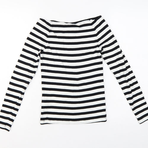 Marks and Spencer Women's Black White Stripe Off Shoulder Top UK 8