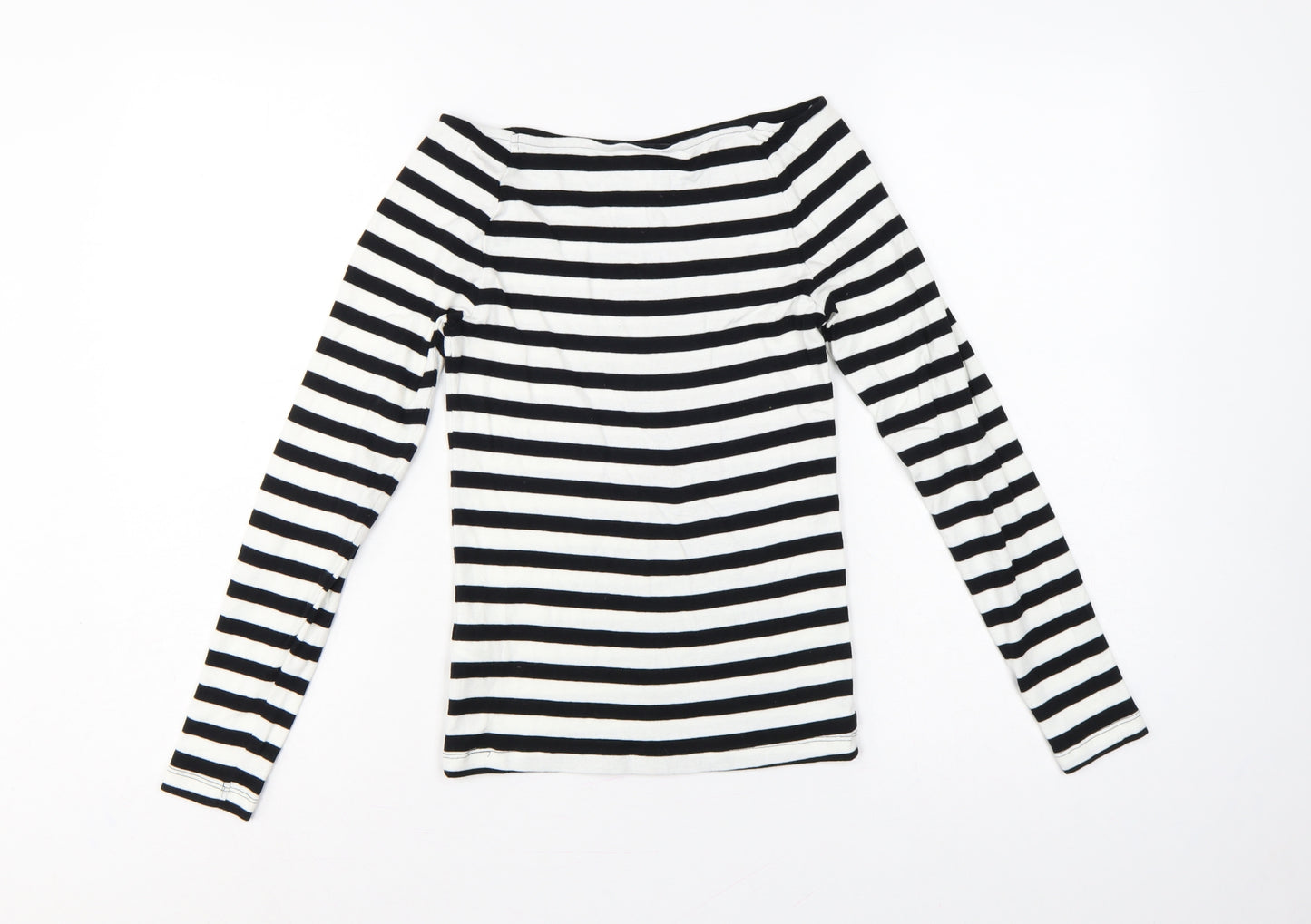 Marks and Spencer Women's Black White Stripe Off Shoulder Top UK 8