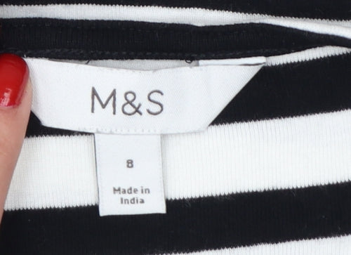 Marks and Spencer Women's Black White Stripe Off Shoulder Top UK 8