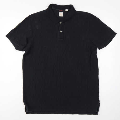 Dockers Men’s Black L Short Sleeve Cotton Polo Shirt Pocket