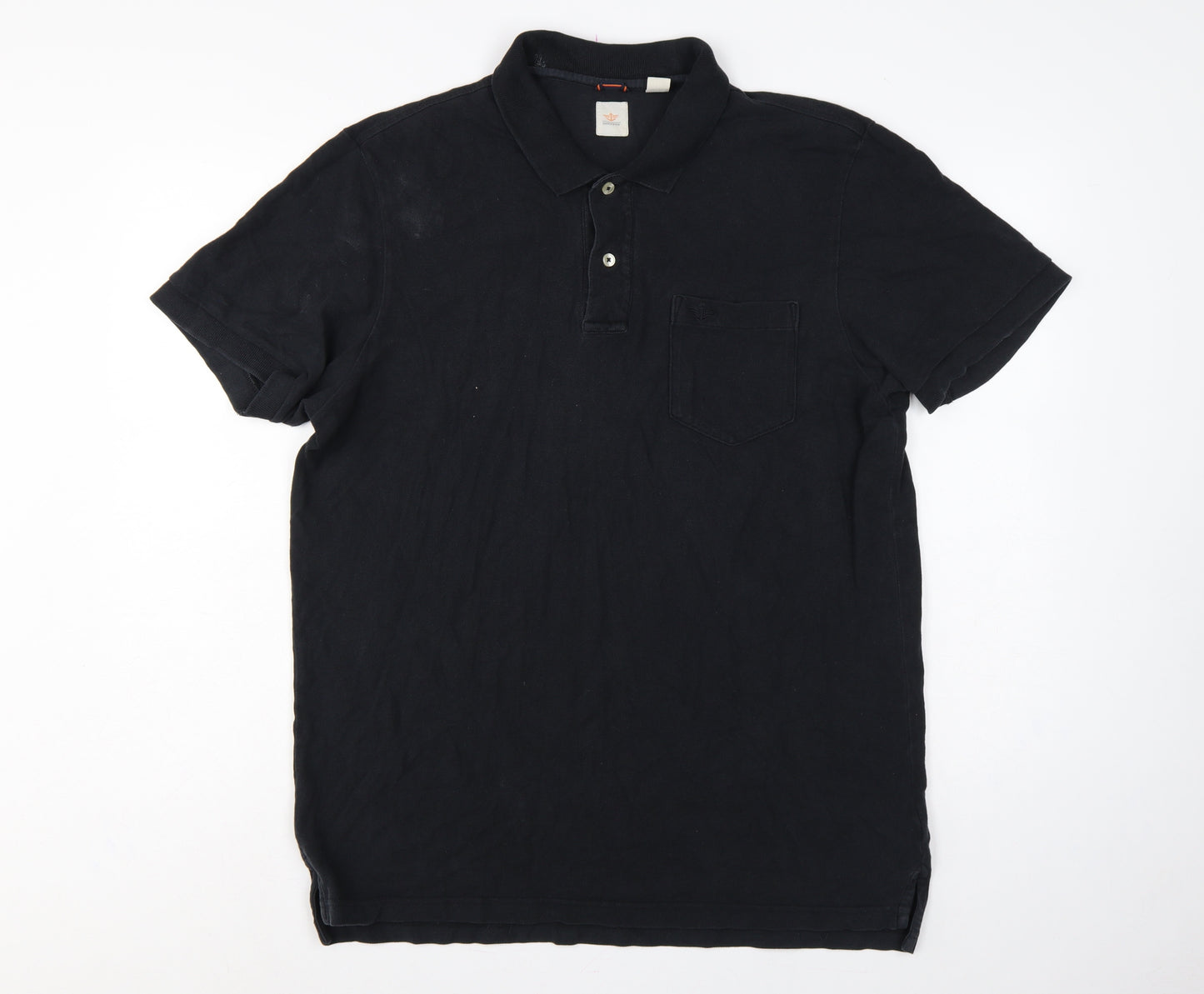 Dockers Men’s Black L Short Sleeve Cotton Polo Shirt Pocket