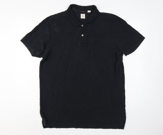 Dockers Men’s Black L Short Sleeve Cotton Polo Shirt Pocket
