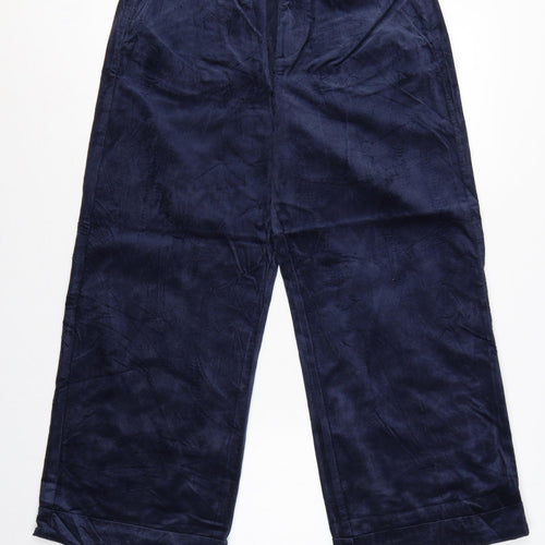 M&S Women Navy Corduroy Wide Leg Trousers UK 12 Short