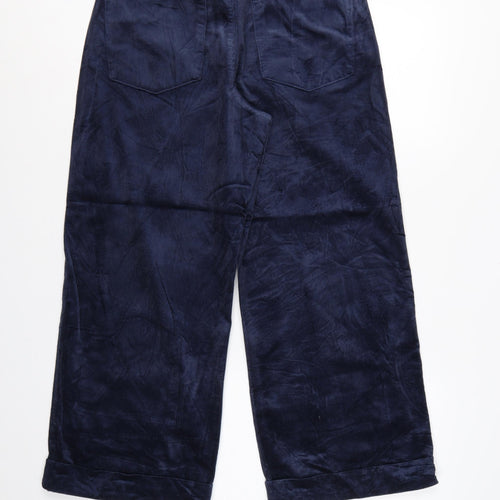 M&S Women Navy Corduroy Wide Leg Trousers UK 12 Short