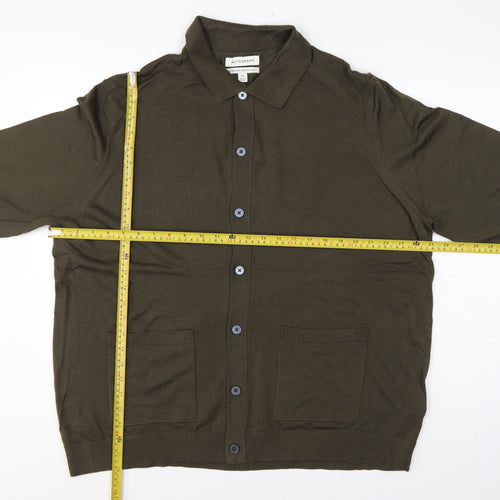 Autograph Men’s Green 2XL Merino Wool Collared Button Cardigan