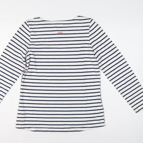 Joules Women Multicoloured UK 10 Floral Stripe Long Sleeve Cotton T-Shirt