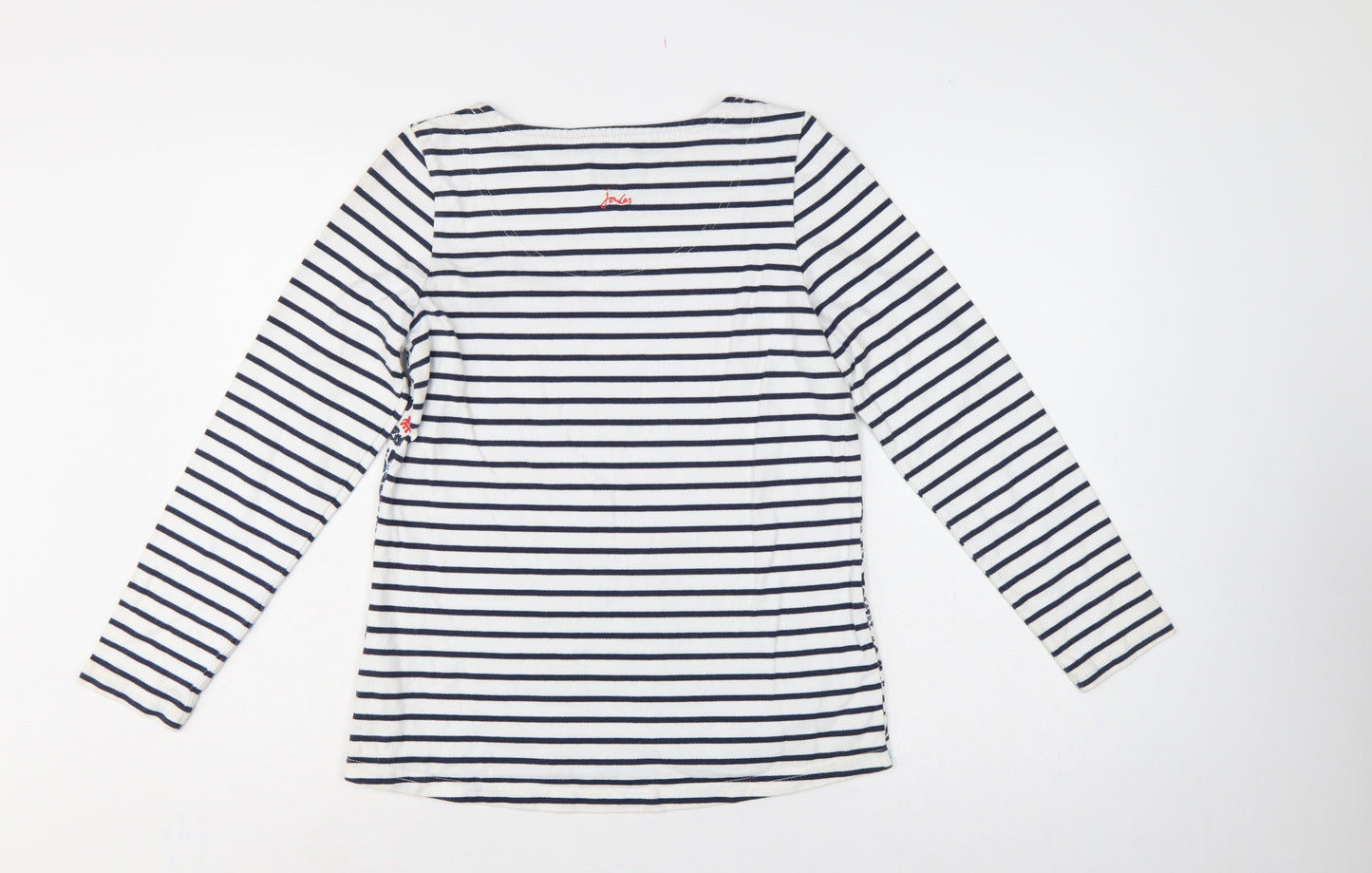 Joules Women Multicoloured UK 10 Floral Stripe Long Sleeve Cotton T-Shirt