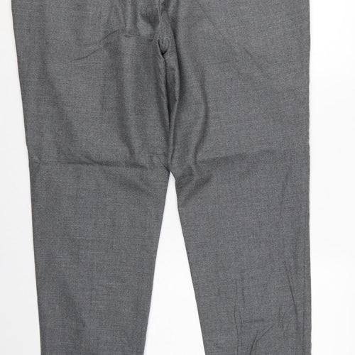 Marks and Spencer Men Grey 42 33L Pure Wool Pleated Dress Trousers