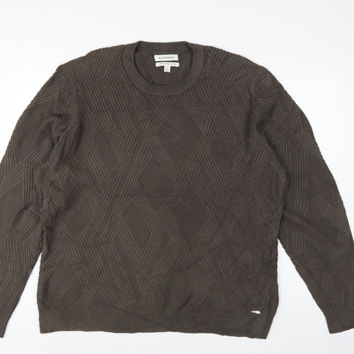Autograph Men’s Brown XL Geometric Cotton Modal Crew Neck Jumper