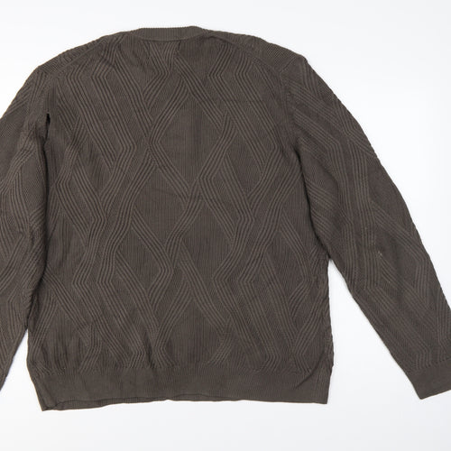 Autograph Men’s Brown XL Geometric Cotton Modal Crew Neck Jumper