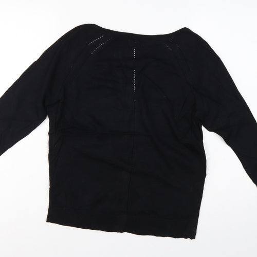 Fat Face Women Black UK 12 V-Neck Cotton Button Cardigan