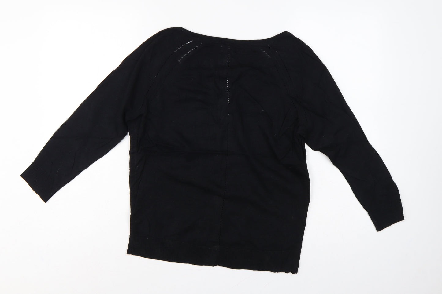 Fat Face Women Black UK 12 V-Neck Cotton Button Cardigan