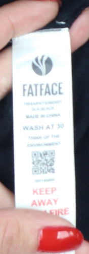 Fat Face Women Black UK 12 V-Neck Cotton Button Cardigan