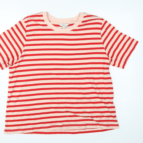 Marks and Spencer Women Red Stripe UK 16 Basic Jersey T-Shirt