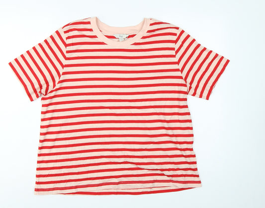 Marks and Spencer Women Red Stripe UK 16 Basic Jersey T-Shirt