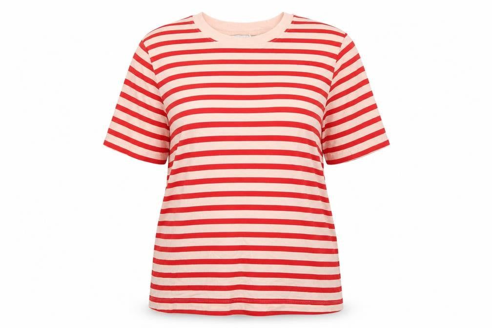 Marks and Spencer Women Red Stripe UK 16 Basic Jersey T-Shirt