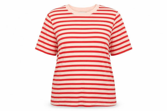 Marks and Spencer Women Red Stripe UK 16 Basic Jersey T-Shirt