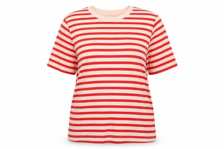 Marks and Spencer Women Red Stripe UK 16 Basic Jersey T-Shirt