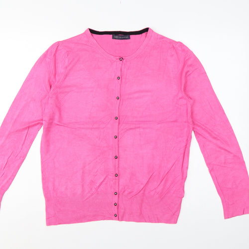 Marks and Spencer Women Pink Size 14 Round Neck Button Cardigan