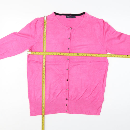 Marks and Spencer Women Pink Size 14 Round Neck Button Cardigan