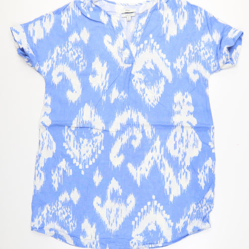 Marks and Spencer Women Blue White Size 16 Linen Shift Mini Dress