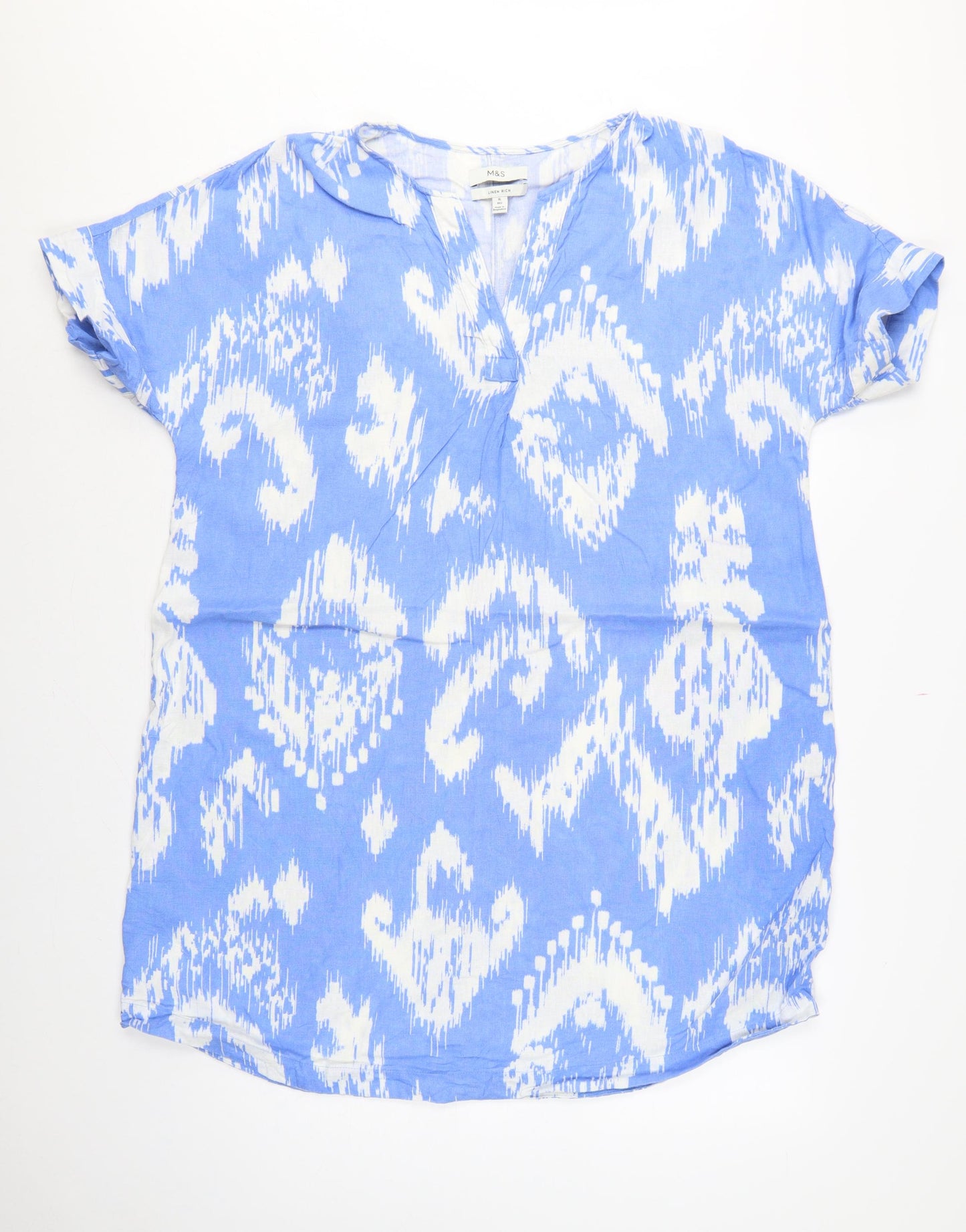 Marks and Spencer Women Blue White Size 16 Linen Shift Mini Dress