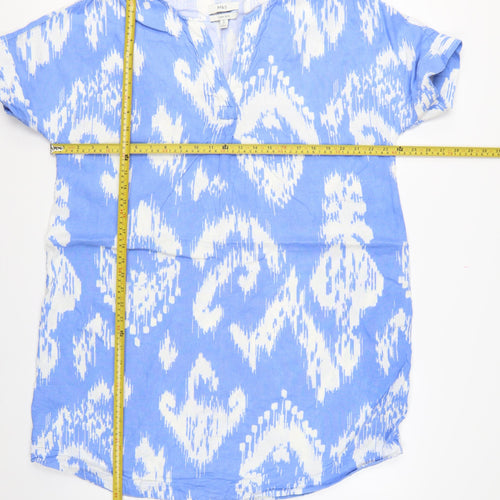 Marks and Spencer Women Blue White Size 16 Linen Shift Mini Dress