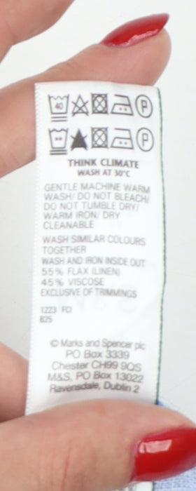 Marks and Spencer Women Blue White Size 16 Linen Shift Mini Dress