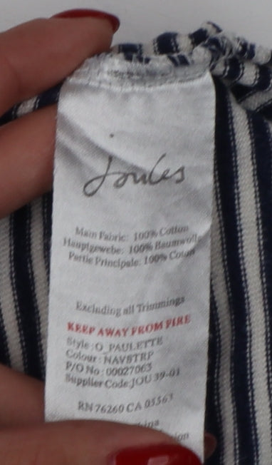 Joules Women Pink Navy Striped Cotton Long Sleeve Basic T-Shirt UK 12