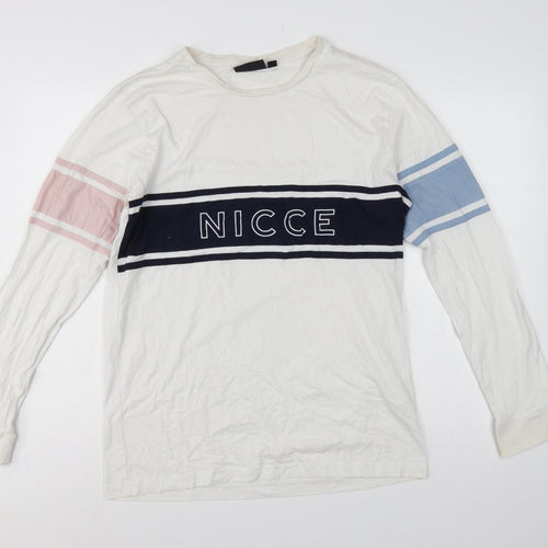 NICCE Men’s White XL Colourblock Logo Long Sleeve T-Shirt