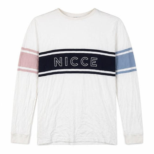 NICCE Men’s White XL Colourblock Logo Long Sleeve T-Shirt