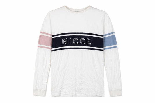 NICCE Men’s White XL Colourblock Logo Long Sleeve T-Shirt
