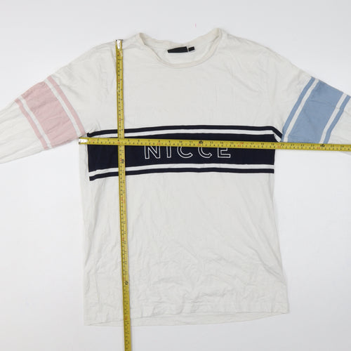 NICCE Men’s White XL Colourblock Logo Long Sleeve T-Shirt