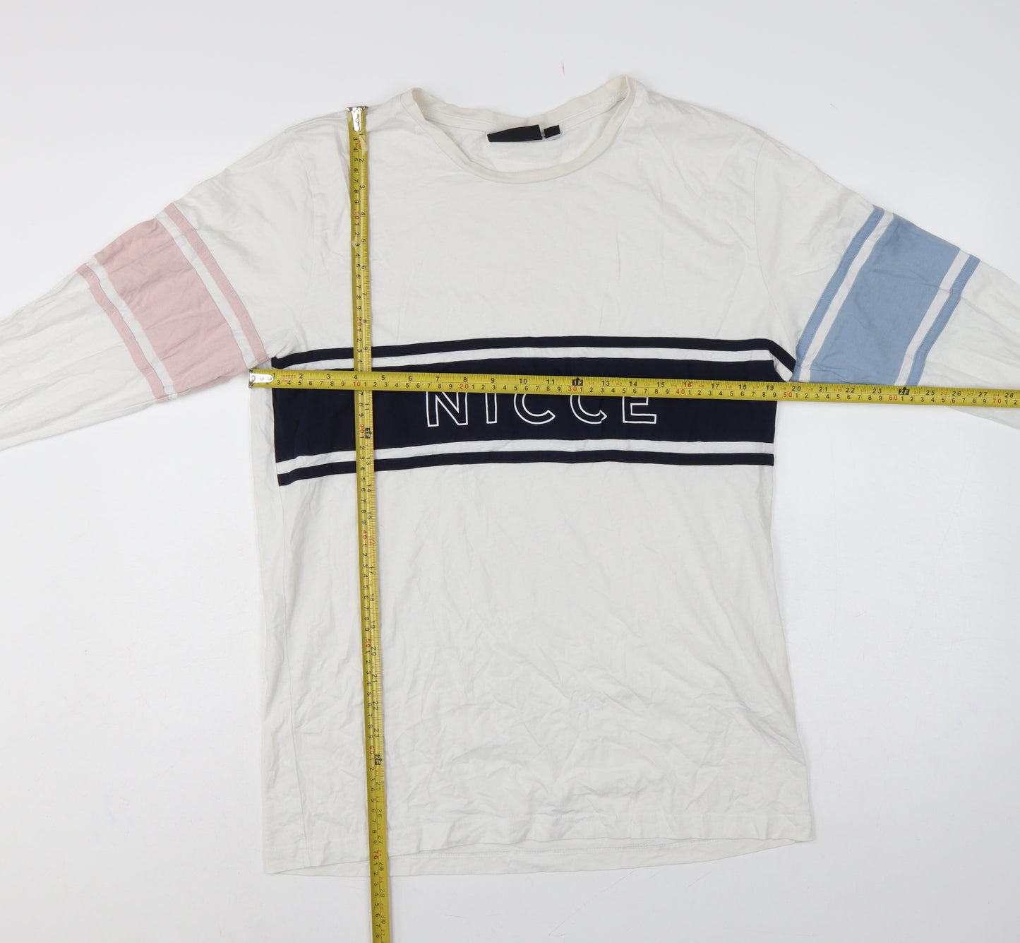 NICCE Men’s White XL Colourblock Logo Long Sleeve T-Shirt