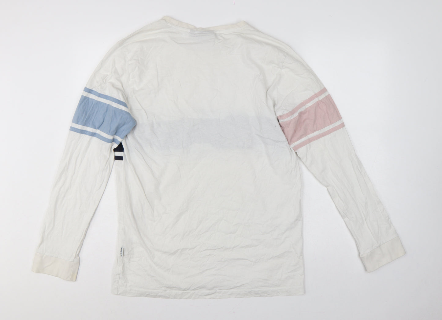 NICCE Men’s White XL Colourblock Logo Long Sleeve T-Shirt