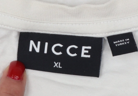 NICCE Men’s White XL Colourblock Logo Long Sleeve T-Shirt