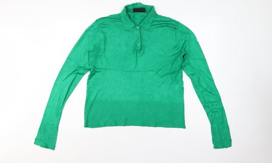 JXX Women’s Green L Collared Henley Viscose Knit Jumper