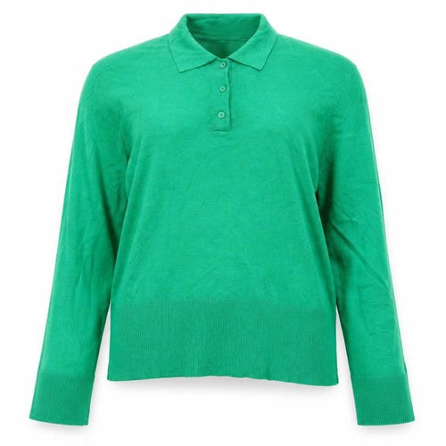 JXX Women’s Green L Collared Henley Viscose Knit Jumper