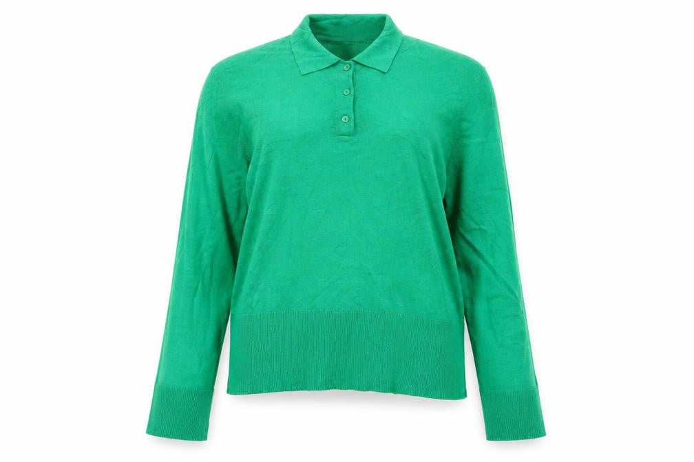JXX Women’s Green L Collared Henley Viscose Knit Jumper