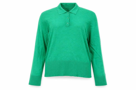 JXX Women’s Green L Collared Henley Viscose Knit Jumper