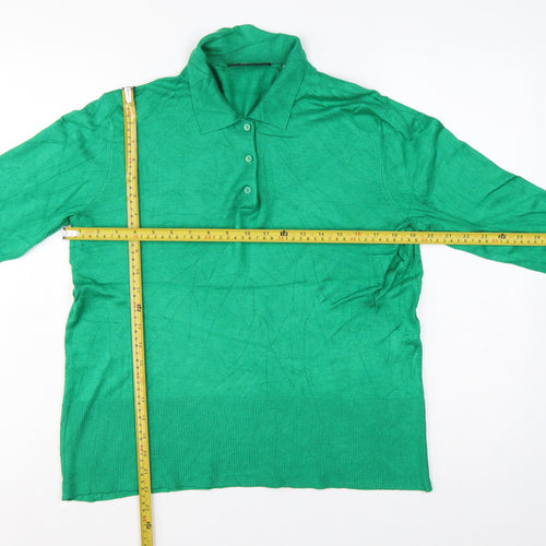 JXX Women’s Green L Collared Henley Viscose Knit Jumper