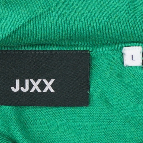 JXX Women’s Green L Collared Henley Viscose Knit Jumper