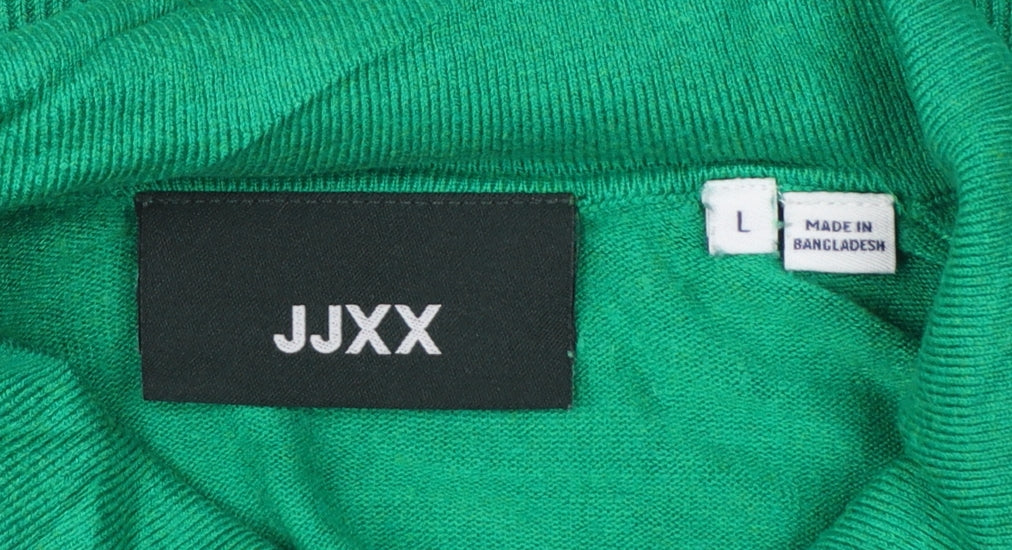 JXX Women’s Green L Collared Henley Viscose Knit Jumper