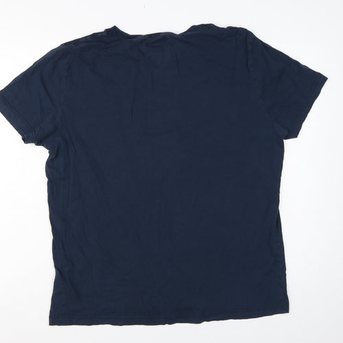 Tommy Hilfiger Men's Blue XL Logo Stripe Crew Neck T-Shirt