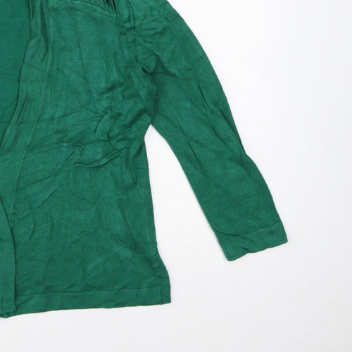 BCB Women’s Green M Open Knit Pleated Shoulder Cardigan