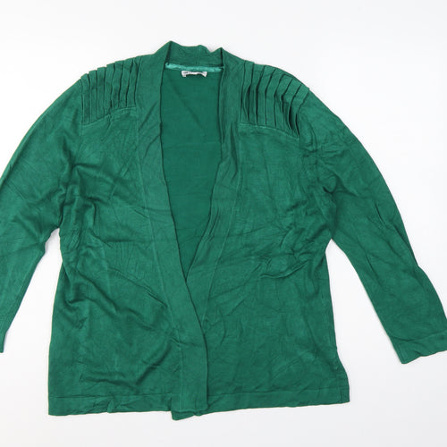 BCB Women’s Green M Open Knit Pleated Shoulder Cardigan